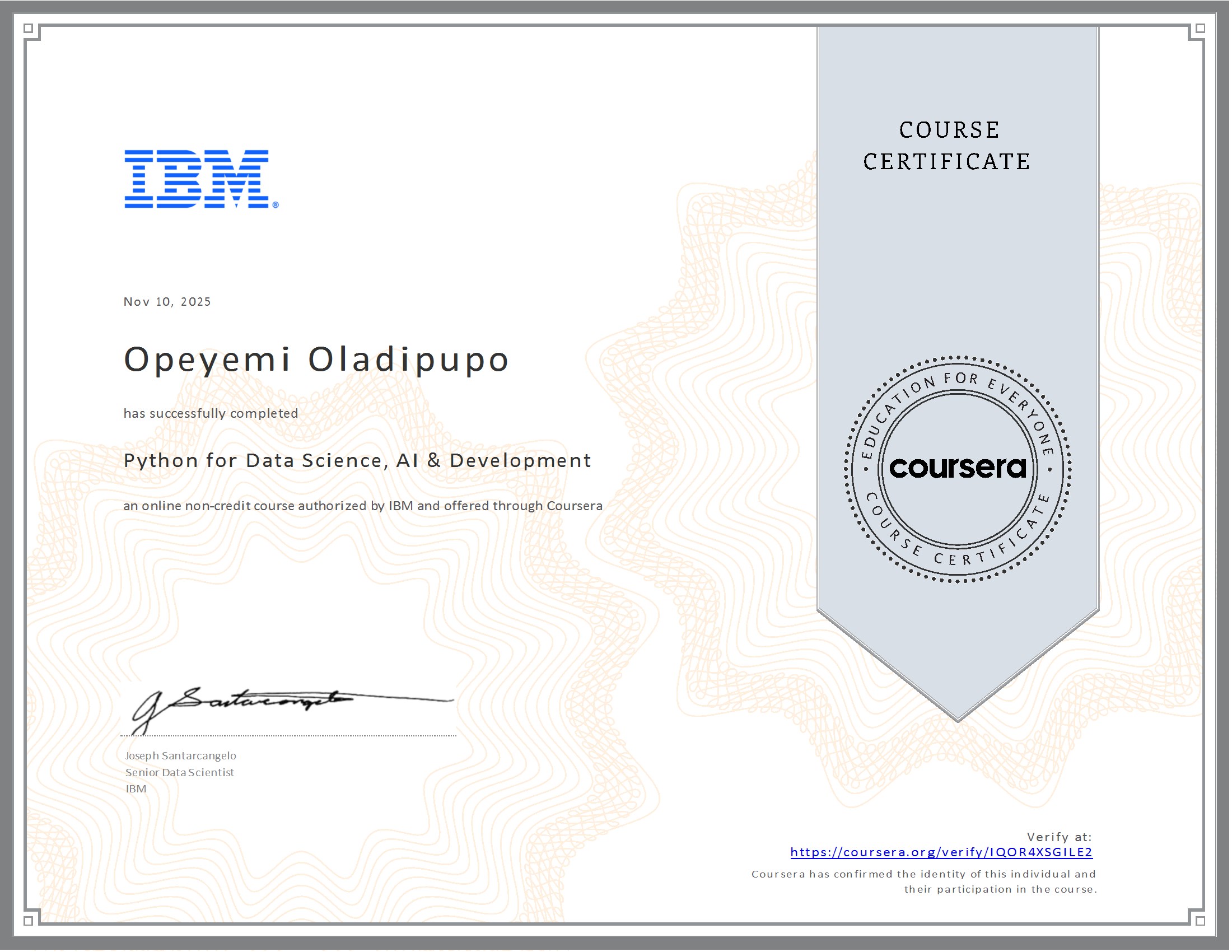 Python for Data Science Certificate